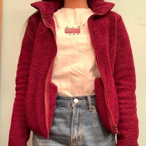 maroon sherpa jacket